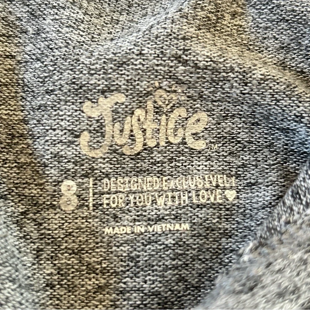 Lot of 2 Justice Sweatshirts Size 8 Gray Fuzzy Glitter S’mores Campfire Lattes